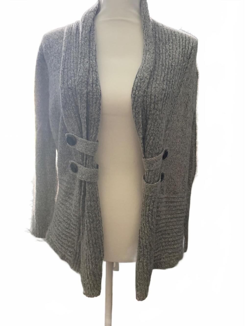 APT. 9 Women's Gray Petite L Cardigan Sweater with Buttoned